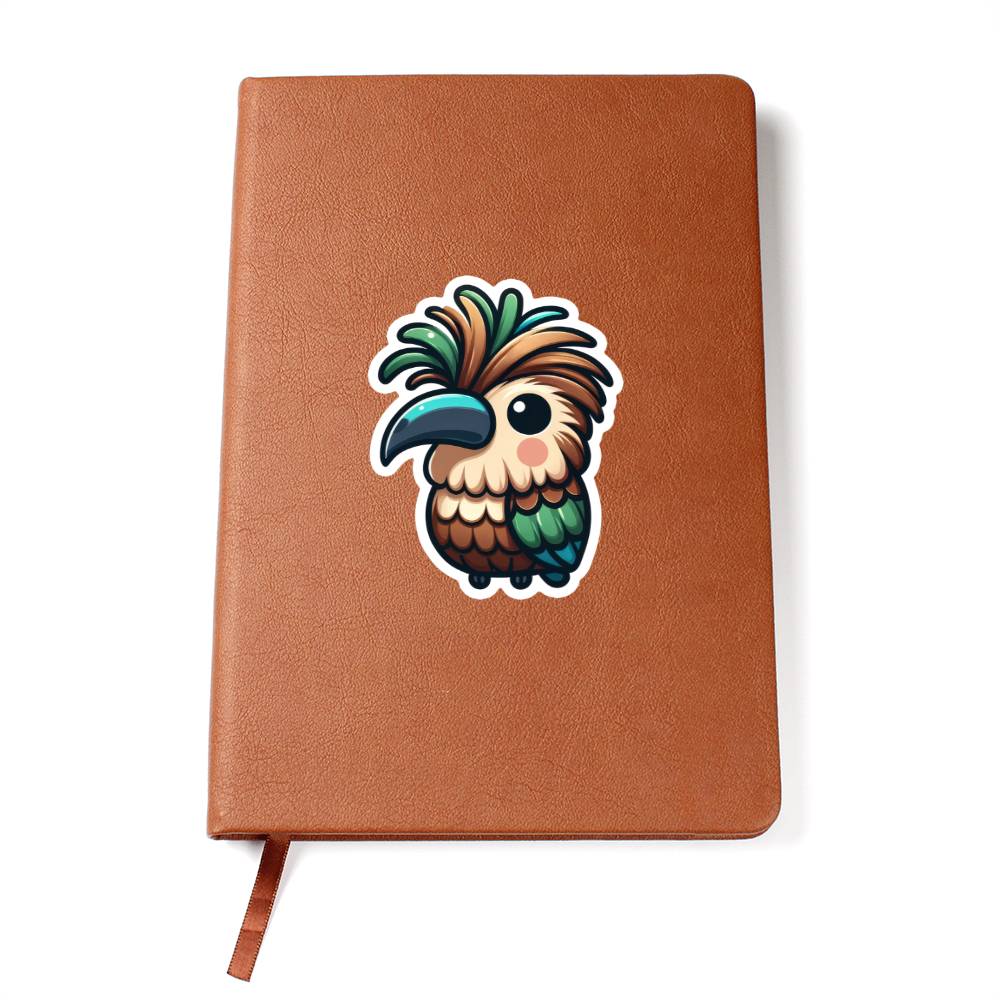Cute Hoatzin sticker 68 - Vegan Leather Journal