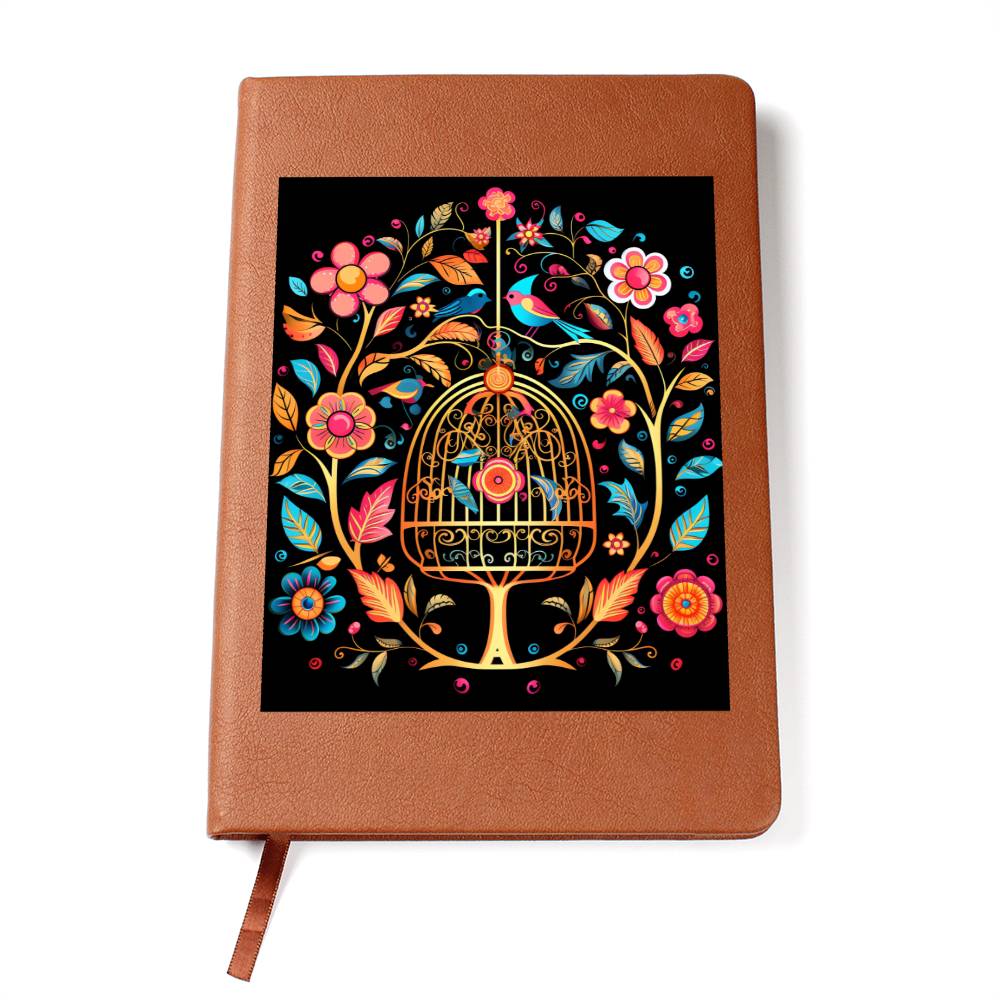 Birds And Floral Design 165 - Vegan Leather Journal