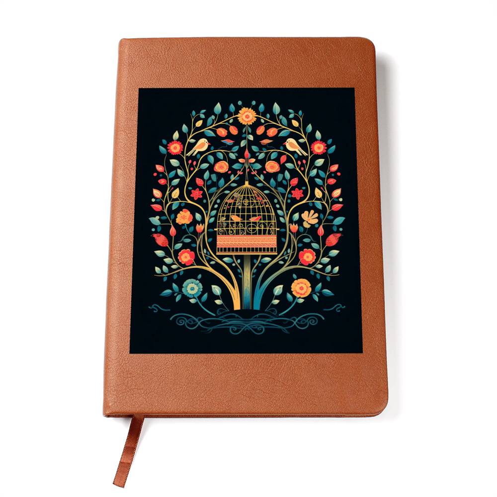 Birds And Floral Design 166 - Vegan Leather Journal