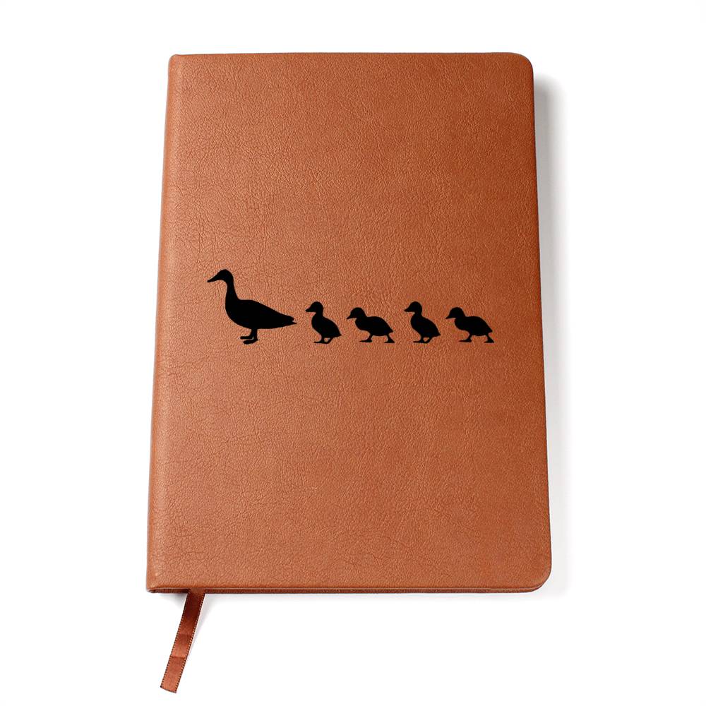 Mama Duck With 4 Ducklings - Vegan Leather Journal