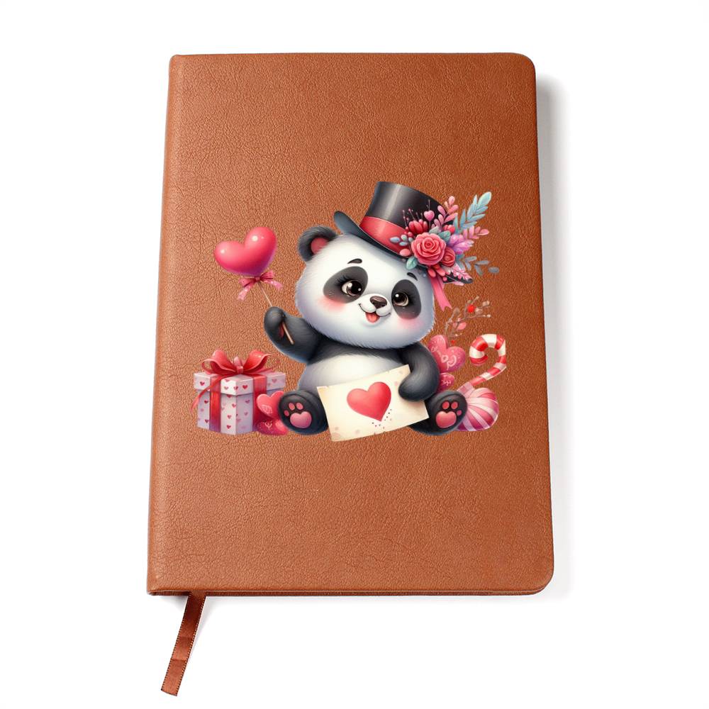 Valentine's Day Panda 011 - Vegan Leather Journal