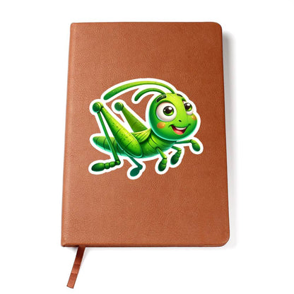 Cute Grasshopper sticker 64 - Vegan Leather Journal