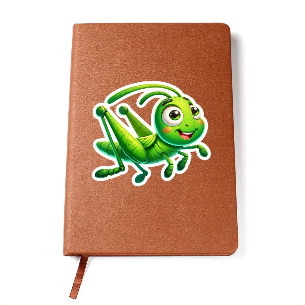Cute Grasshopper sticker 64 - Vegan Leather Journal