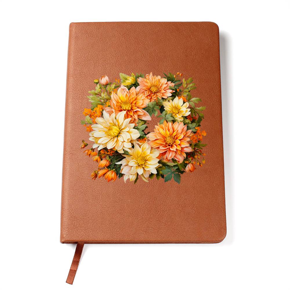 Floral Flower Wreath 146 - Vegan Leather Journal