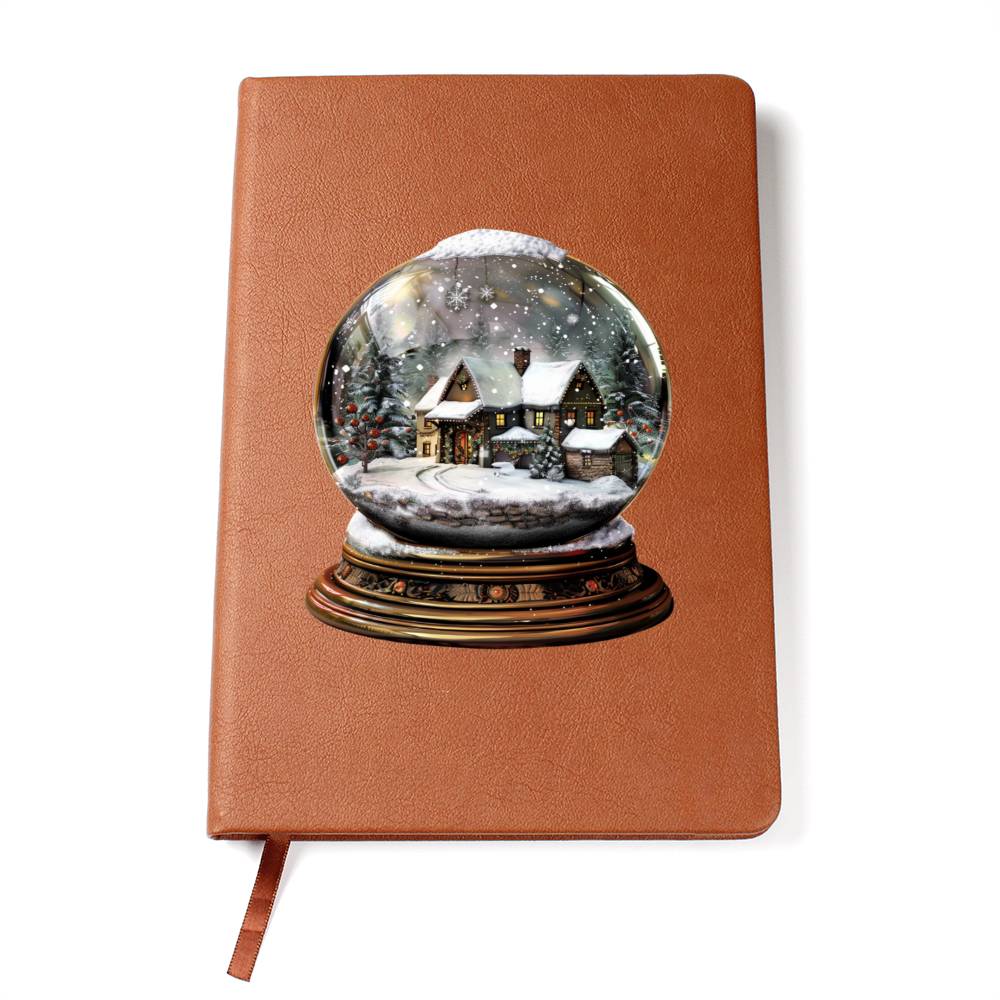 Watercolor Christmas Snow Globe 022 - Vegan Leather Journal