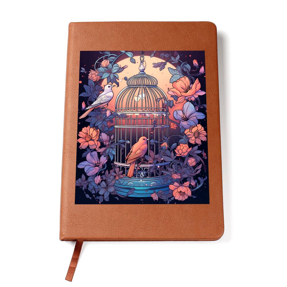 Birds And Floral Design 148 - Vegan Leather Journal