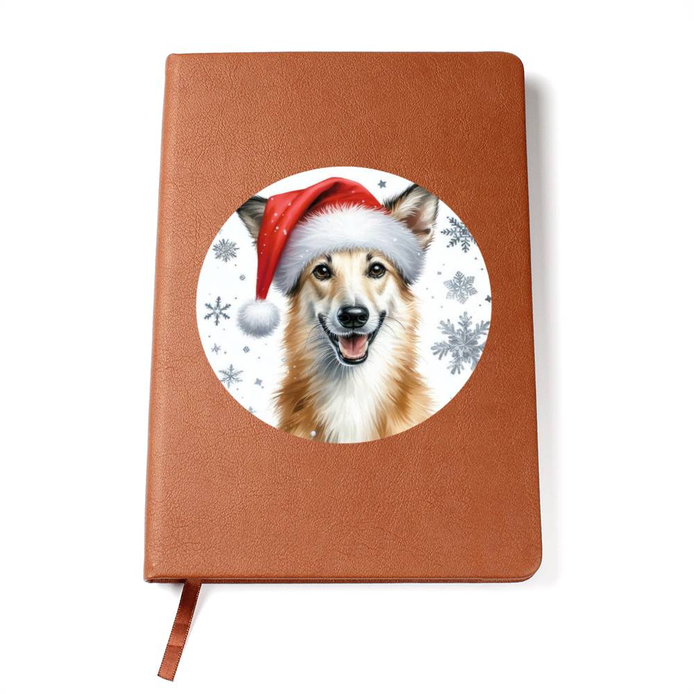Christmas Dog - Portuguese Podengo Pequeno - Vegan Leather Journal