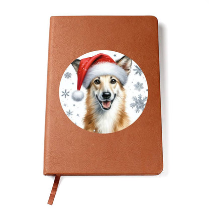 Christmas Dog - Portuguese Podengo Pequeno - Vegan Leather Journal