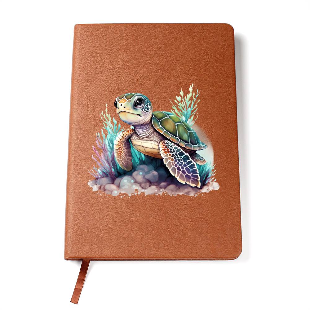 Cute Sea Turtle 015 - Vegan Leather Journal