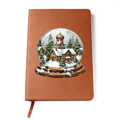 Watercolor Christmas Snow Globe 012 - Vegan Leather Journal