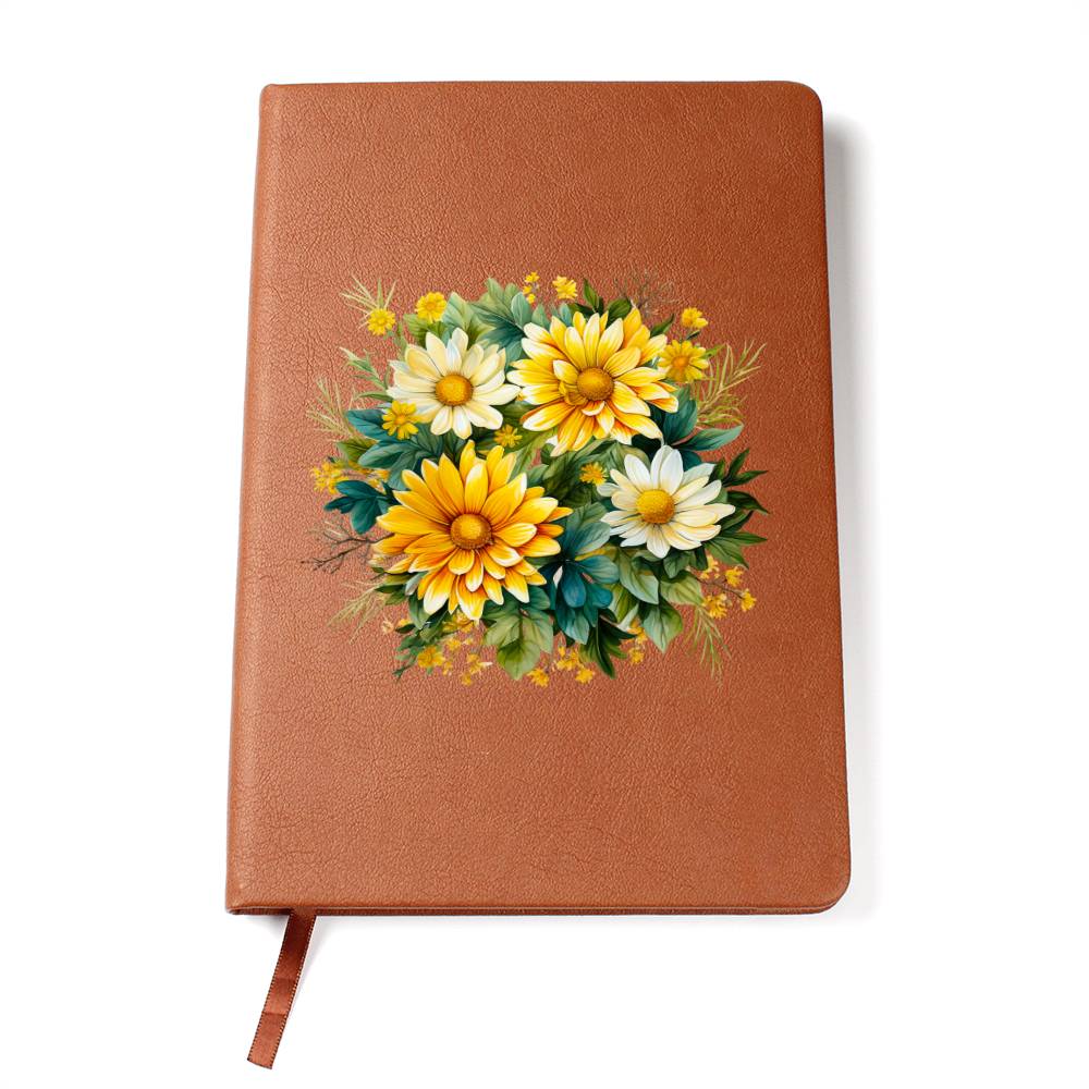 Floral Flower Wreath 037 - Vegan Leather Journal