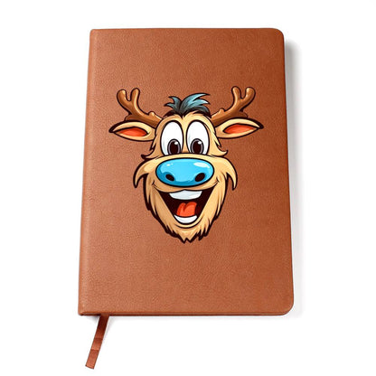 Funny Reindeer Face 14 - Vegan Leather Journal
