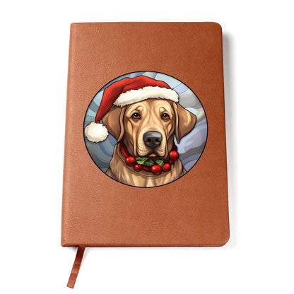 Dog Stained Glass Christmas Design 003 - Vegan Leather Journal