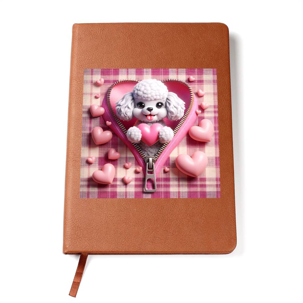 Valentine's Day Dog And Zipper 033 - Vegan Leather Journal
