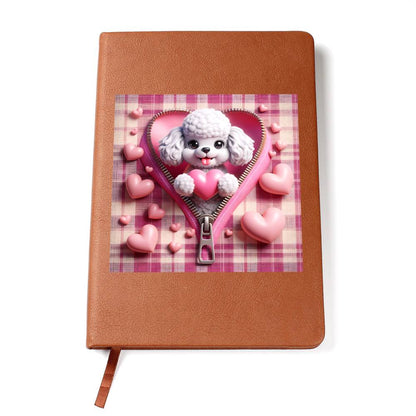 Valentine's Day Dog And Zipper 033 - Vegan Leather Journal