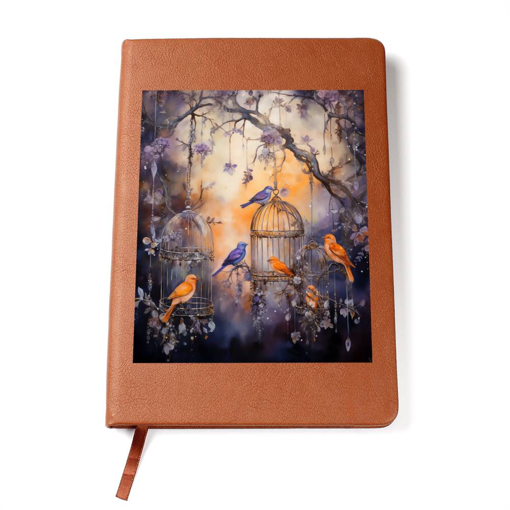 Birds And Floral Design 127 - Vegan Leather Journal