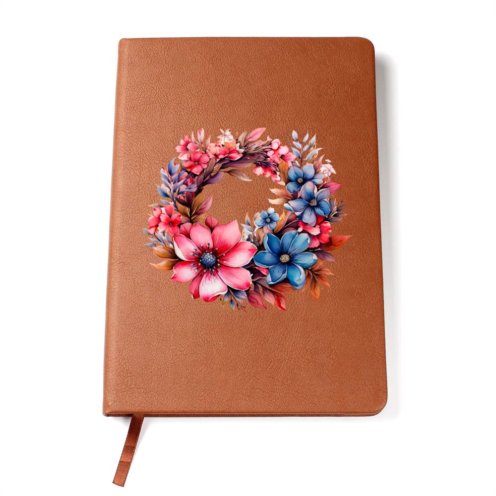 Floral Flower Wreath 024 - Vegan Leather Journal