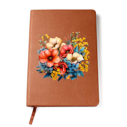 Floral Flower Wreath 004 - Vegan Leather Journal