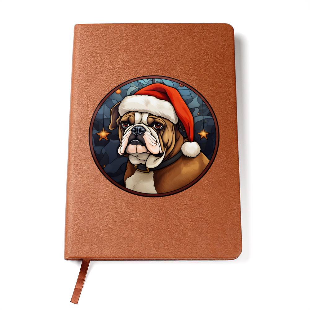 Dog Stained Glass Christmas Design 020 - Vegan Leather Journal