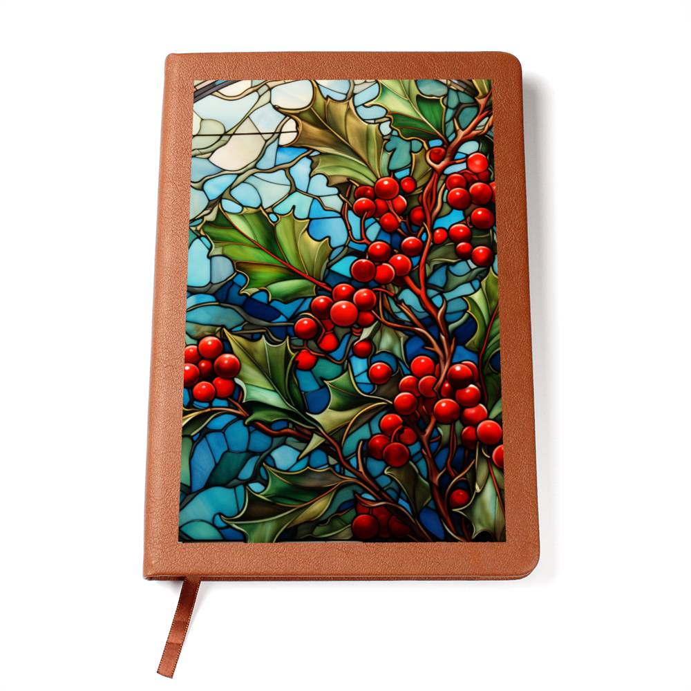 Christmas Stained Glass Design 033 - Vegan Leather Journal