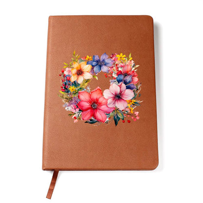 Floral Flower Wreath 057 - Vegan Leather Journal