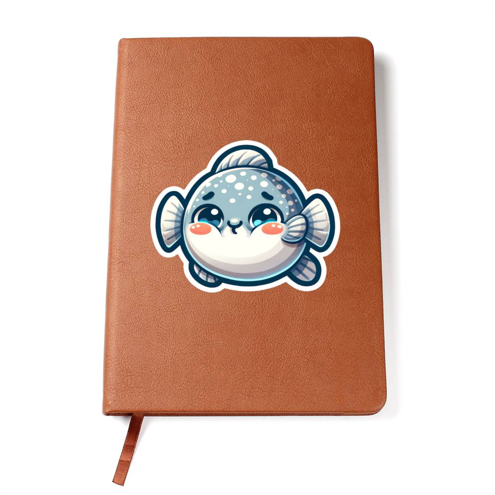 Cute Sunfish (Mola Mola) sticker 184 - Vegan Leather Journal