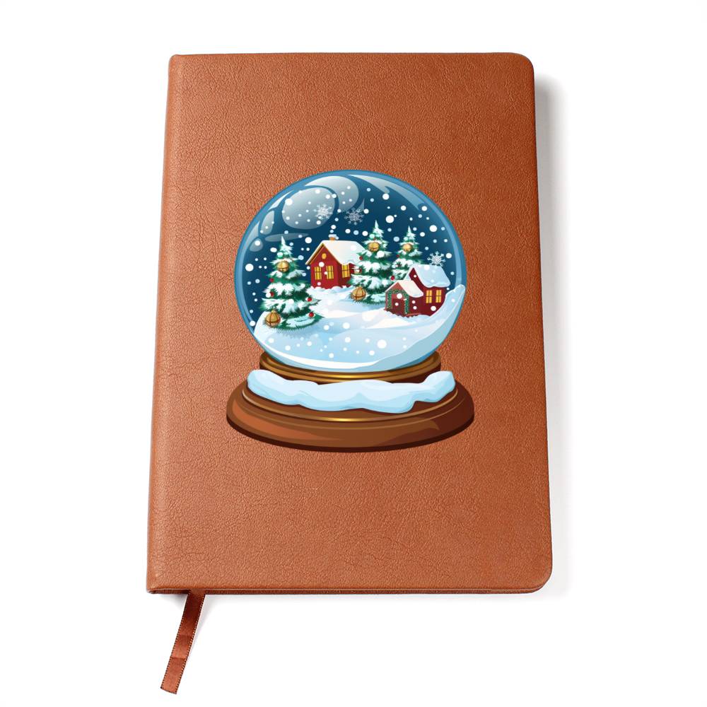 Watercolor Christmas Snow Globe 041 - Vegan Leather Journal