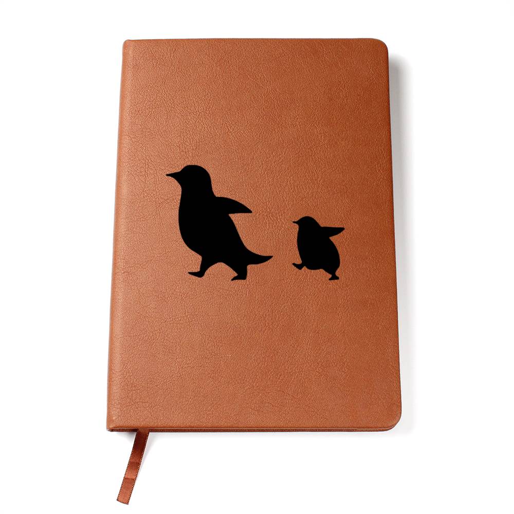 Mama Penguin With 1 Chick - Vegan Leather Journal