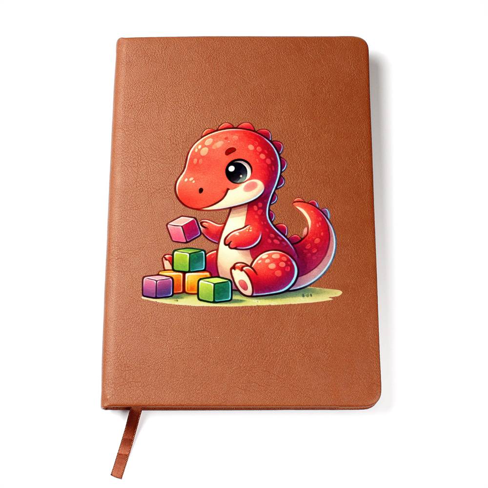 Colorful Baby Dinosaur 019 - Vegan Leather Journal