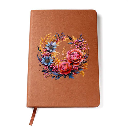 Floral Flower Wreath 122 - Vegan Leather Journal