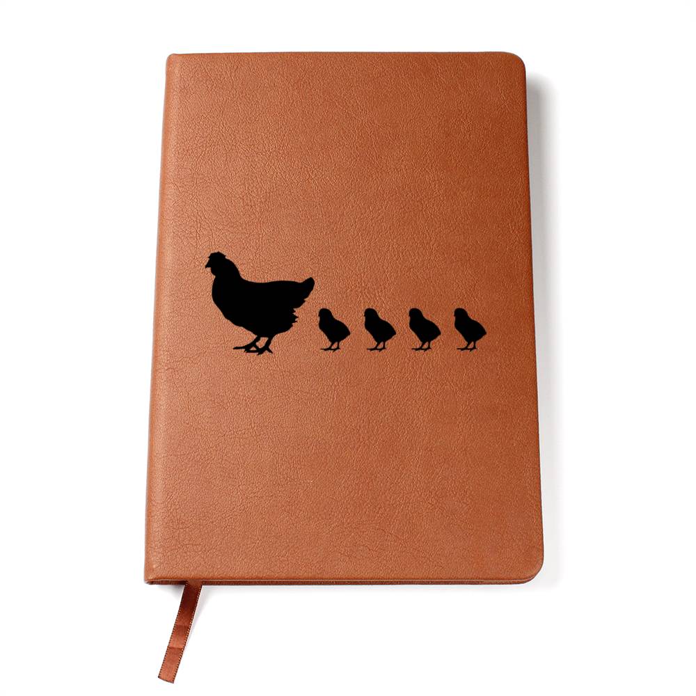 Mama Chicken With 4 Chicks - Vegan Leather Journal