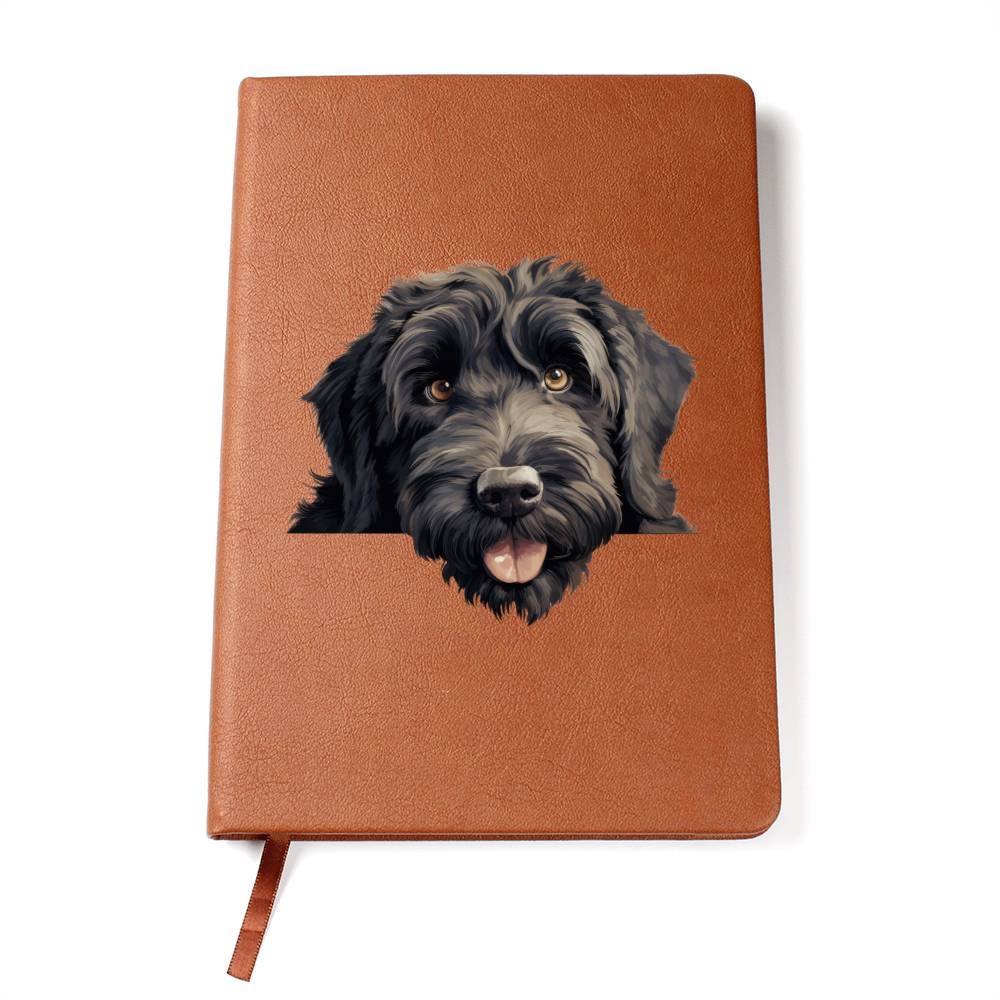 Black Russian Terrier Peeking - Vegan Leather Journal