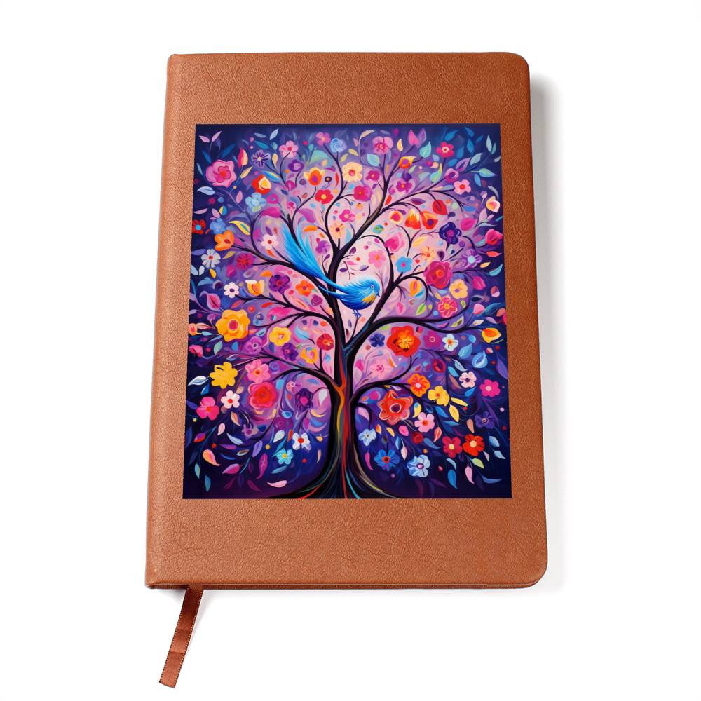 Birds And Floral Design 076 - Vegan Leather Journal