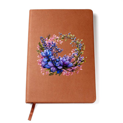 Floral Flower Wreath 105 - Vegan Leather Journal