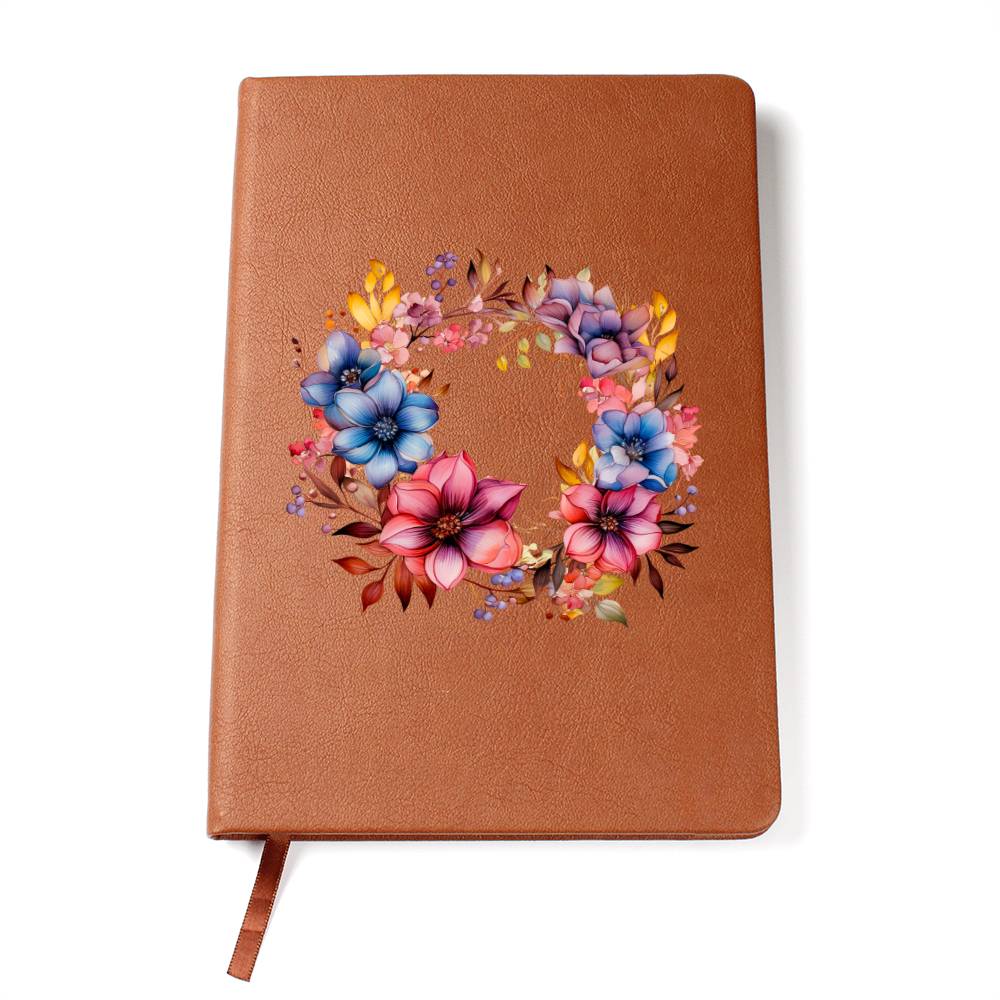 Floral Flower Wreath 117 - Vegan Leather Journal