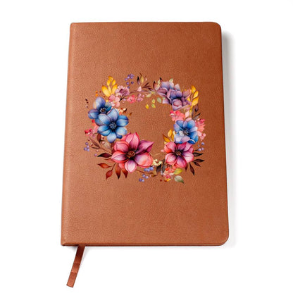 Floral Flower Wreath 117 - Vegan Leather Journal
