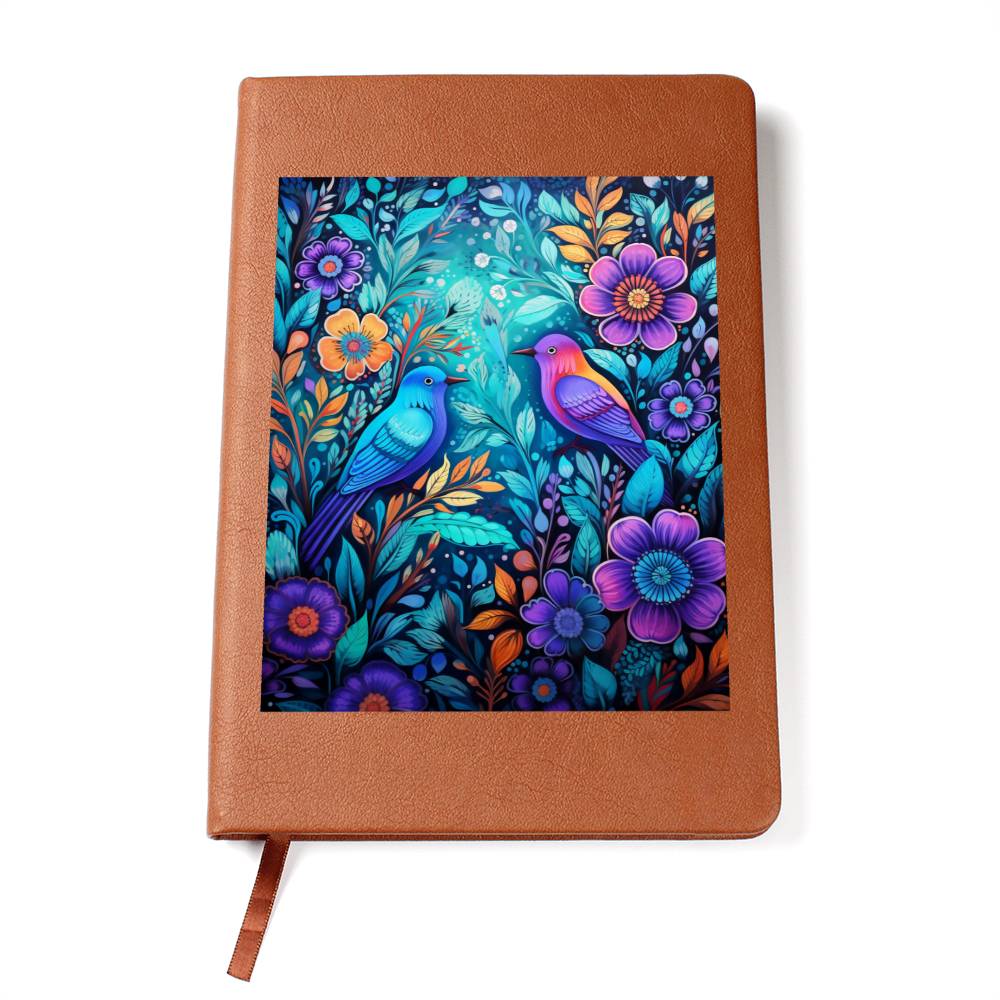 Birds And Floral Design 064 - Vegan Leather Journal