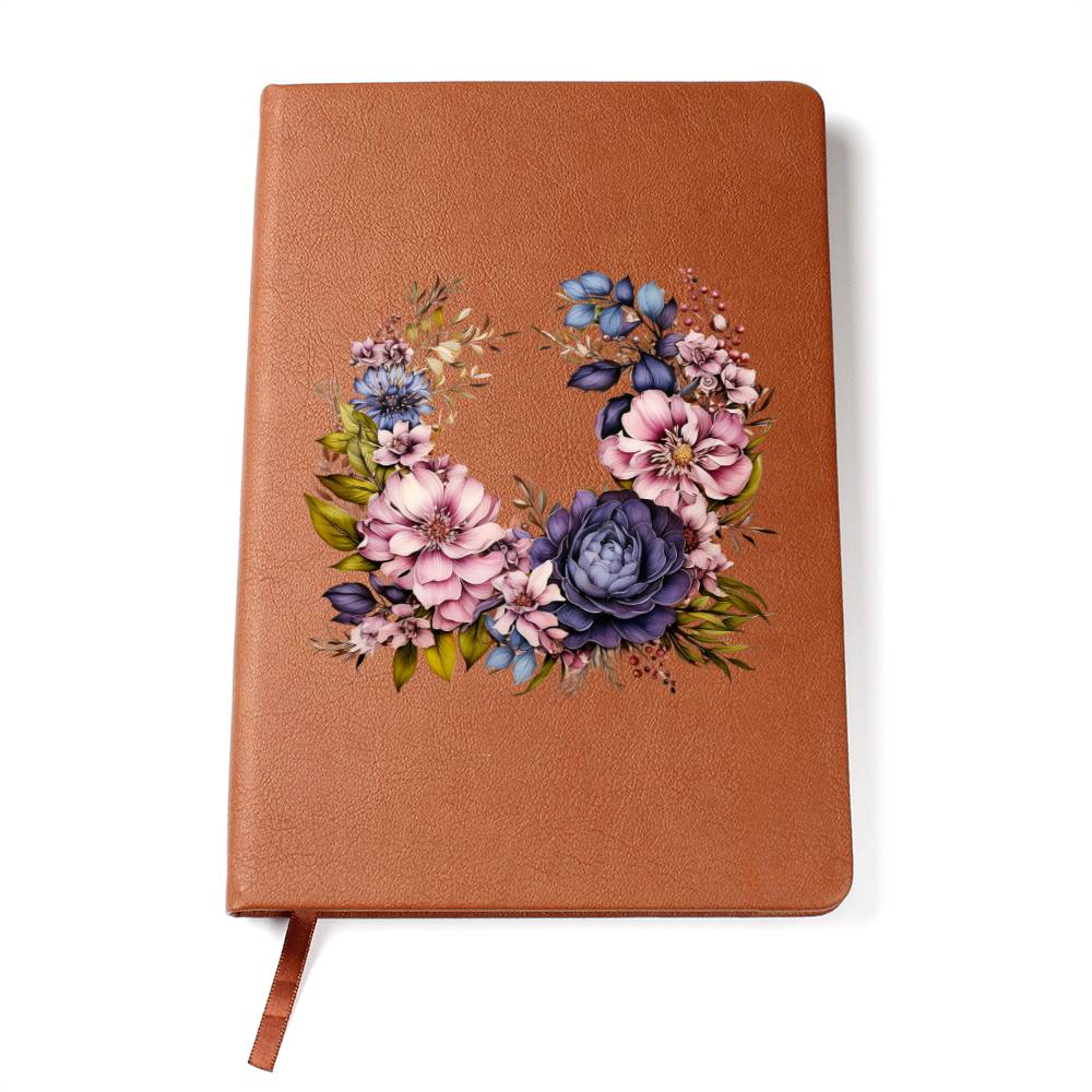 Floral Flower Wreath 056 - Vegan Leather Journal