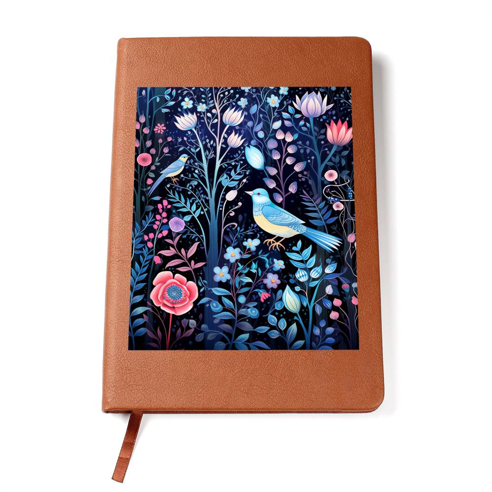 Birds And Floral Design 051 - Vegan Leather Journal