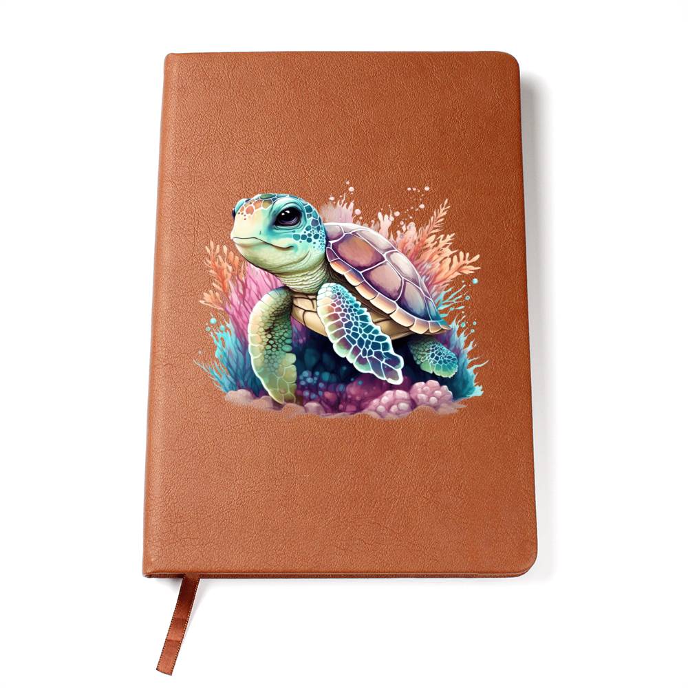 Cute Sea Turtle 012 - Vegan Leather Journal