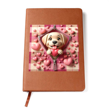 Valentine's Day Dog And Zipper 016 - Vegan Leather Journal