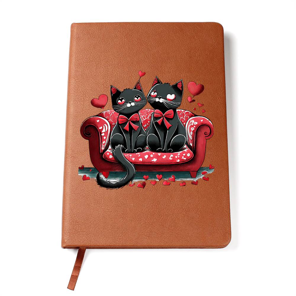 Valentine's Day Black Cat 018 - Vegan Leather Journal