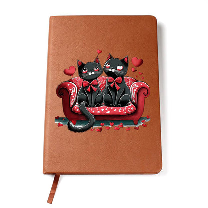 Valentine's Day Black Cat 018 - Vegan Leather Journal