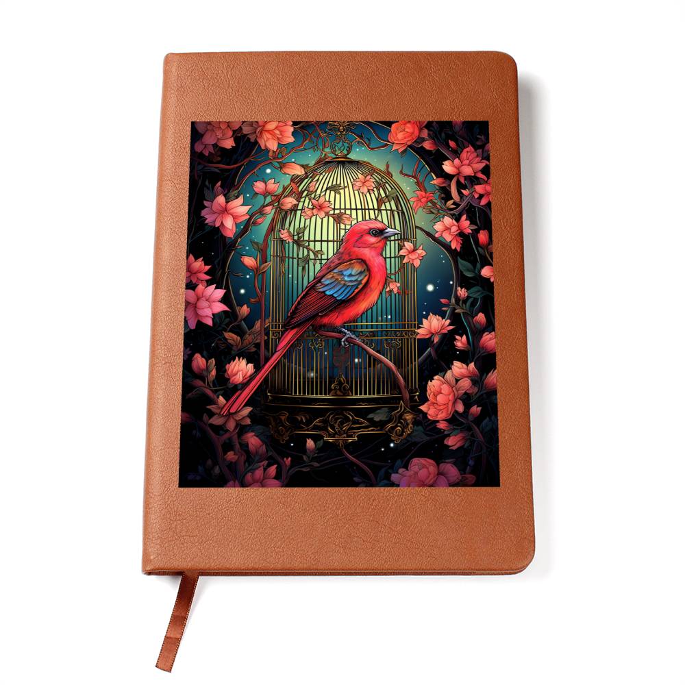 Birds And Floral Design 173 - Vegan Leather Journal