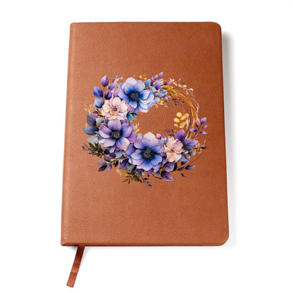 Floral Flower Wreath 088 - Vegan Leather Journal