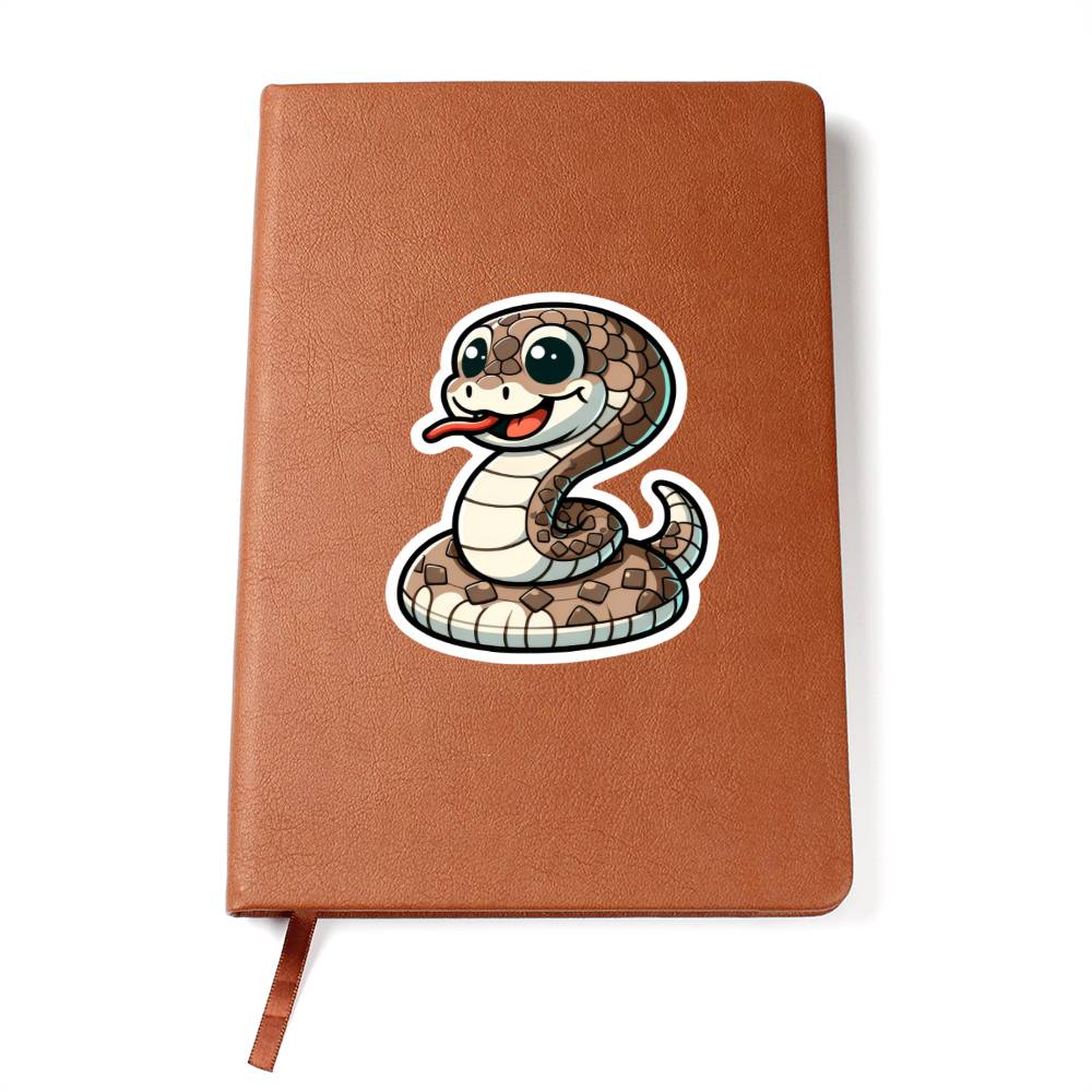 Cute Rattlesnake sticker 140 - Vegan Leather Journal