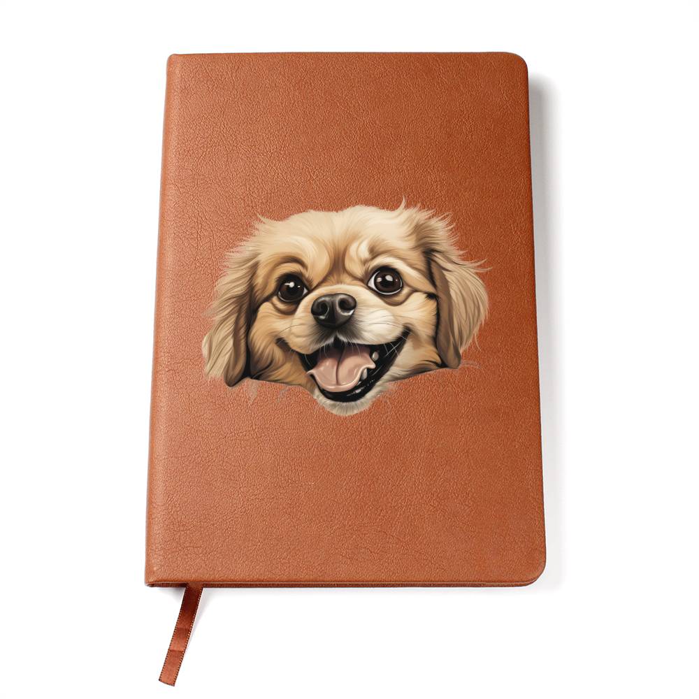 Tibetan Spaniel Peeking - Vegan Leather Journal