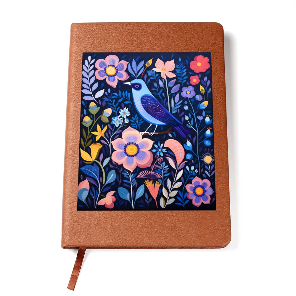 Birds And Floral Design 154 - Vegan Leather Journal