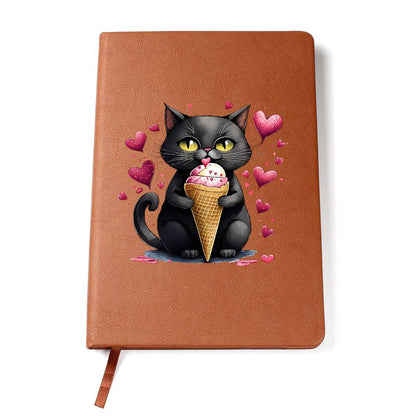 Valentine's Day Black Cat 063 - Vegan Leather Journal