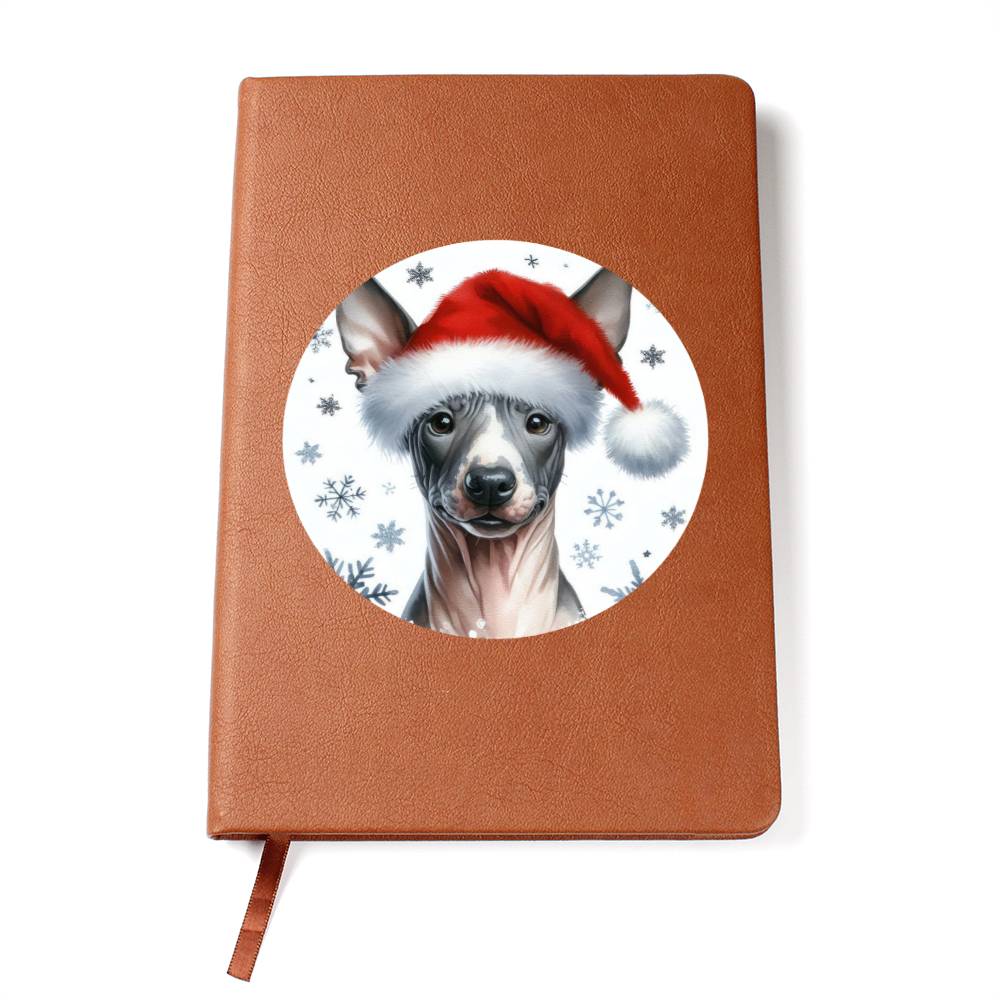 Christmas Dog - American Hairless Terrier - Vegan Leather Journal